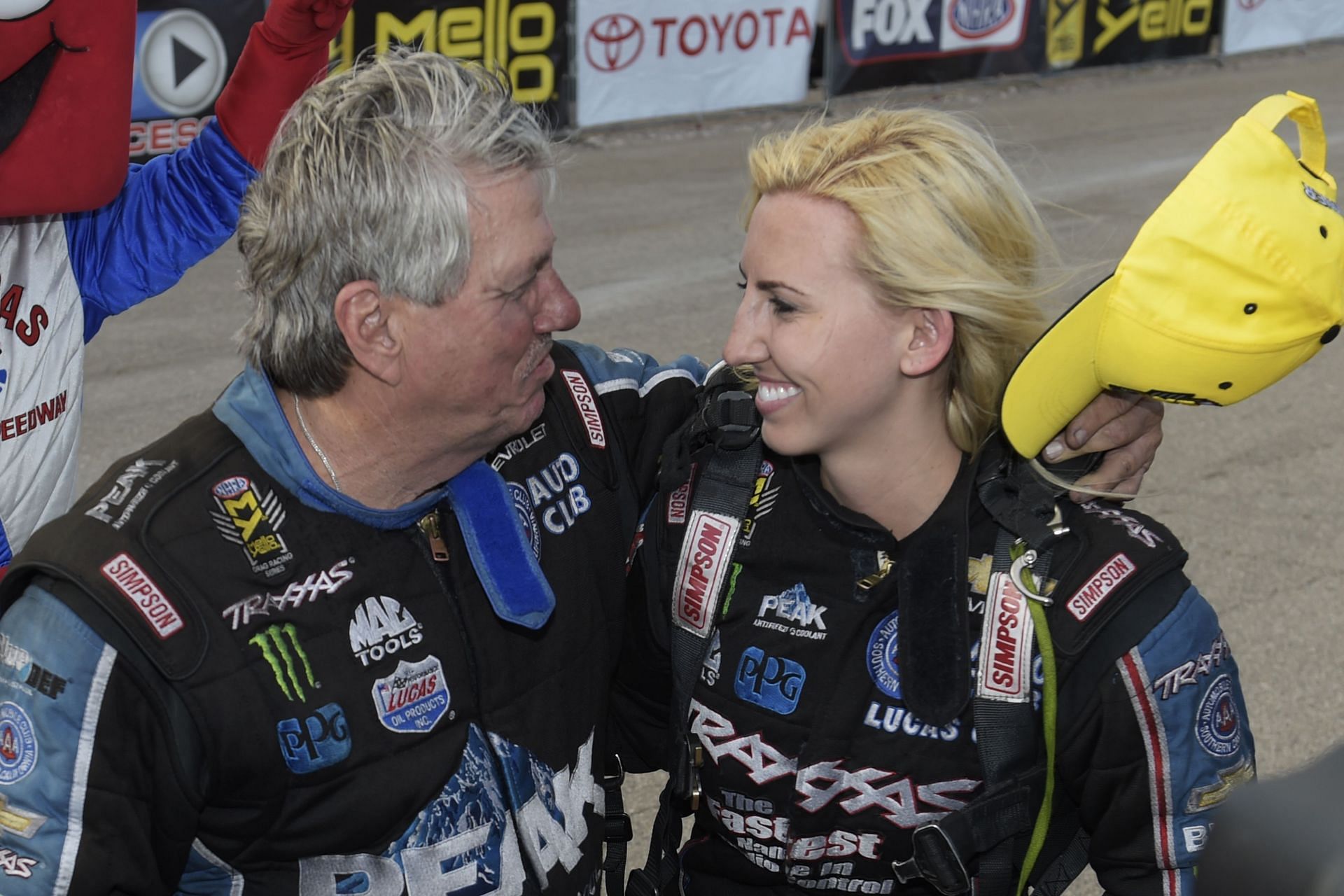 John Force with daughter Courtney Force at NHRA's Toyota Nationals - Source: Getty